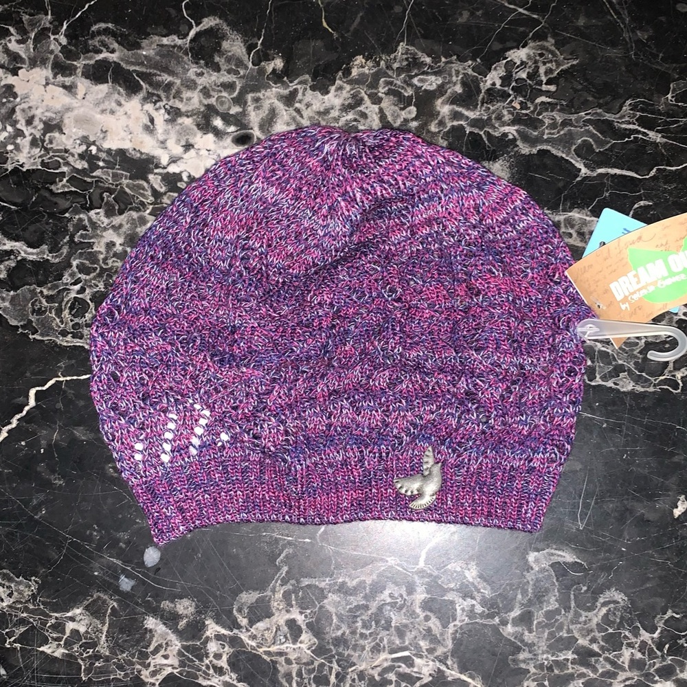Dream Out Loud by Selena Gomez Purple Crochet Beanie Skullcap Beret Retro NWT OS